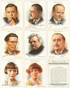 1937 W.D. & H.O. Wills "Famous British Authors" Complete Set (40) – Featuring H.G. Wells and A.A. Milne
